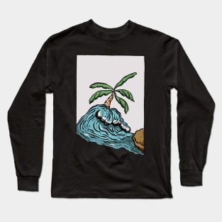 Summer Palm Holiday Sufr Vintage Illustration Long Sleeve T-Shirt